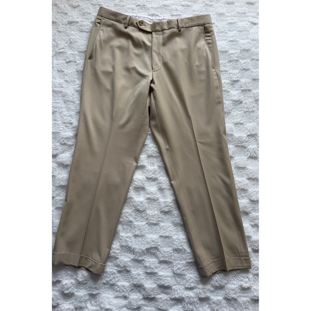 Samuelsohn Lanificio Cerruti Super 150s Wool Trousers Tan Mens 36 Cuffed